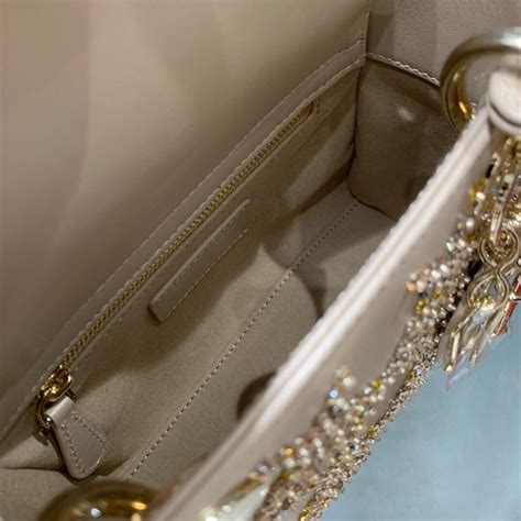 metallic cannage calfskin with platinum beaded embroidery lady dior bag|Mini Lady Dior Bag Platinum Metallic Cannage Lambskin with .